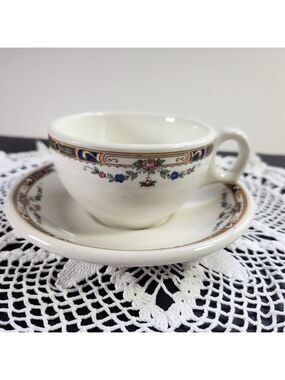 Grindley England Teacup and Saucer Carlton Pattern Hercules Vitrified Vintage